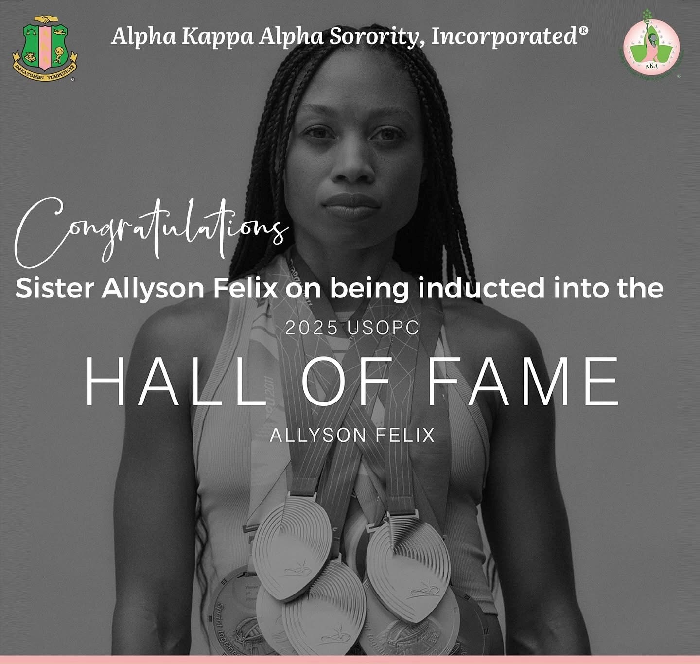 Alpha Kappa Alpha Sorority, Incorporated® Celebrates Sister Allyson Felix on USOPC Hall of Fame Induction!